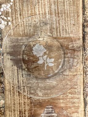 Clear Glass Plate with Etched Rose Design Vintage Avon Collectible 1972